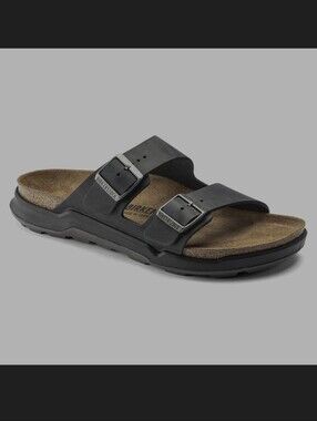 Birkenstock Arizona Crosstown Waxy Leather Sandal, Black 39 R